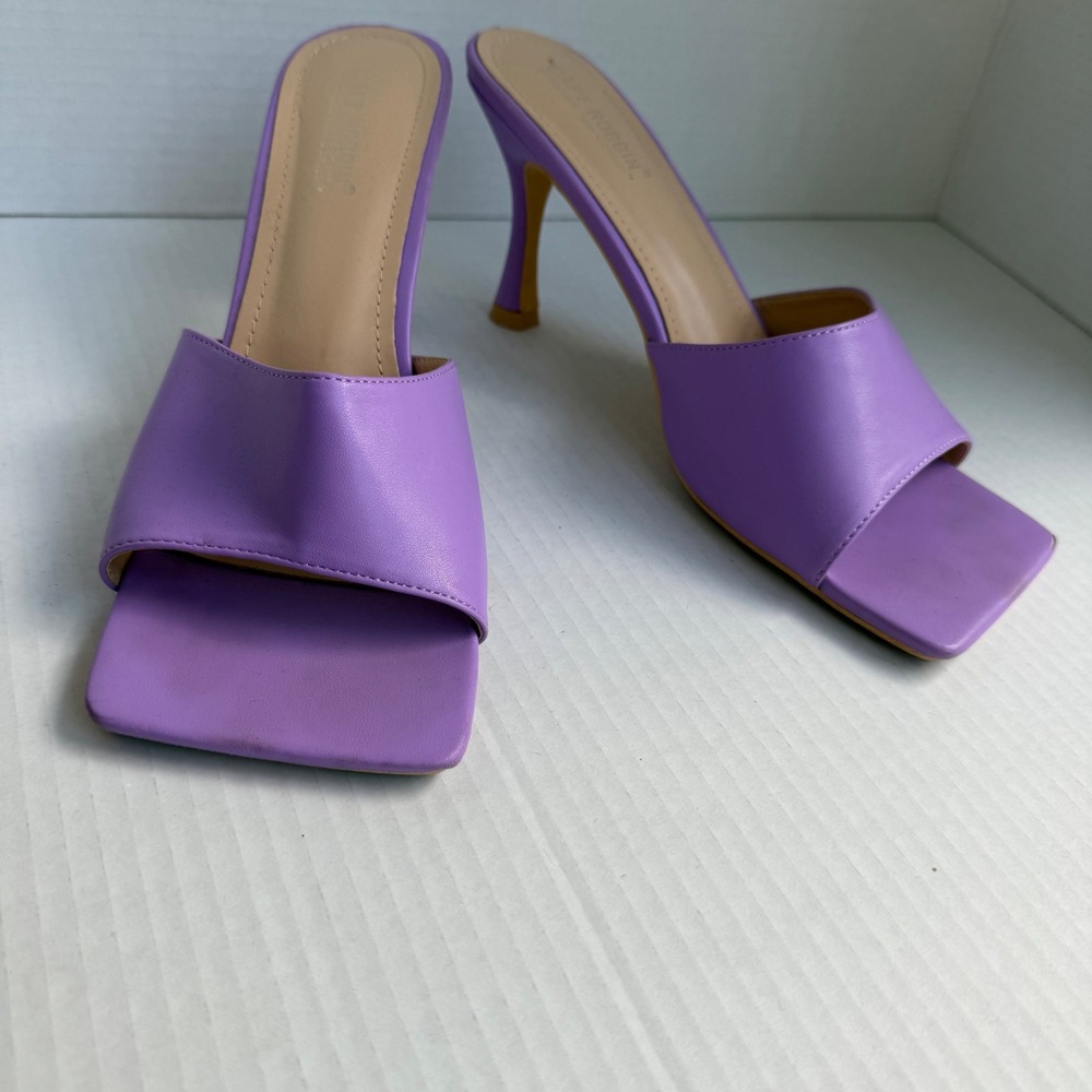 Cape Robbin Town Square Mules Womens 10 Purple Good Chic Square Toe Stiletto
